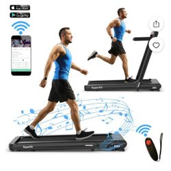 SuperFit 4.75HP 2 In 1 Folding Treadmill W/Remote APP Control Black
