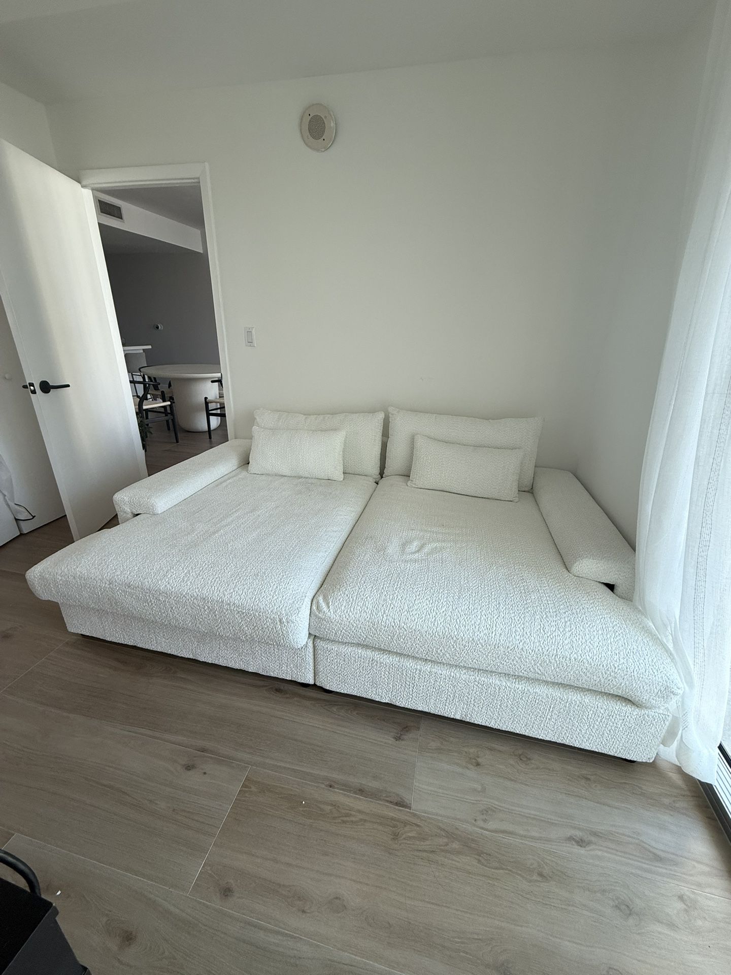 87" Upholstered Square Arm Deep Seating Sleeper Sofa Bed - Like New