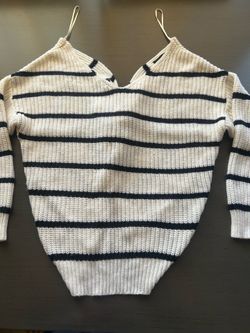 Love Tree Striped Twist Back Knit Sweater - Size Small