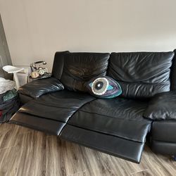Italian Real Leather Black Couch