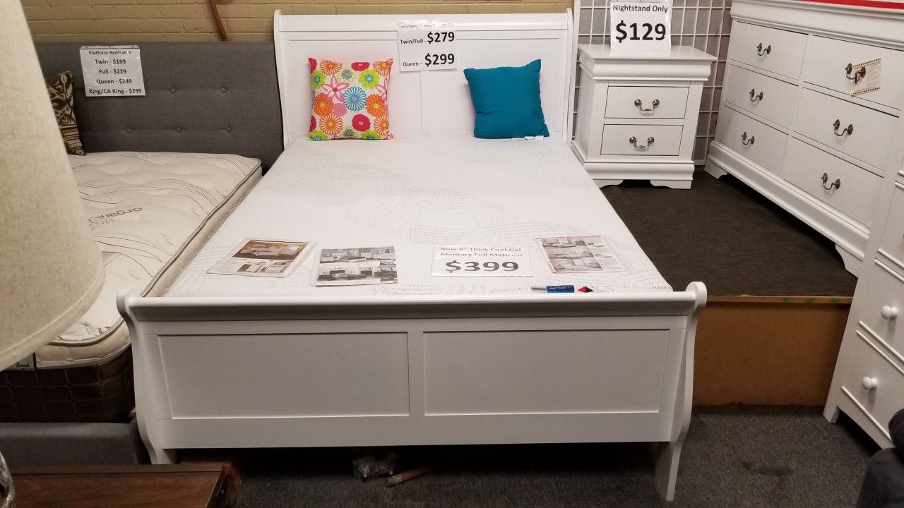 Brand New White Queen Sleigh Bedframe