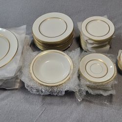 Plates Imperial Bone China Fukagawa Japan Gold Trim Set #61 Pieces 
