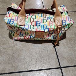 Dooney & Bourke Rainbow Scribble Coated Canvas Satchel