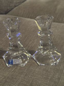 Crystal Clear Industries Lead Crystal Candlestick Holders Pair