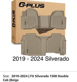 Floor Mats Liners Beige Color For Chevy Silverado 2019 Thru 2024