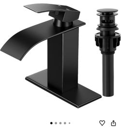 Matte Black Bathroom Faucet with Waterfall Spout and Pop-up Drain $45 each I have 2