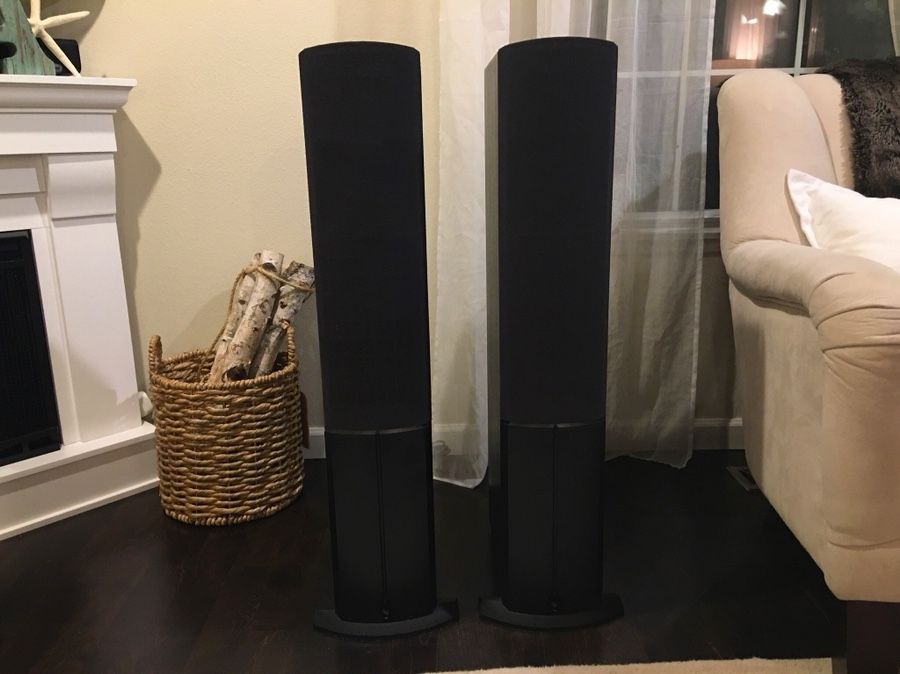 Two Infinity Compositions Series Overture 2 Floor Standing Speakers and one CC-3 2-Way Center Channel Speaker