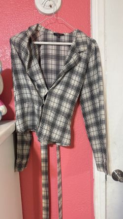 Plaid Blazer with Belt