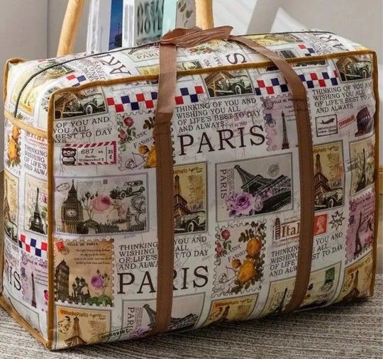 Light Weight Vintage Style Paris Theme Extra Large Travel Bag