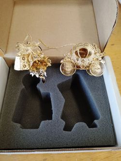 Pristine 2008 Danbury Mint Gold Christmas Ornaments (w/ Box & Foam)