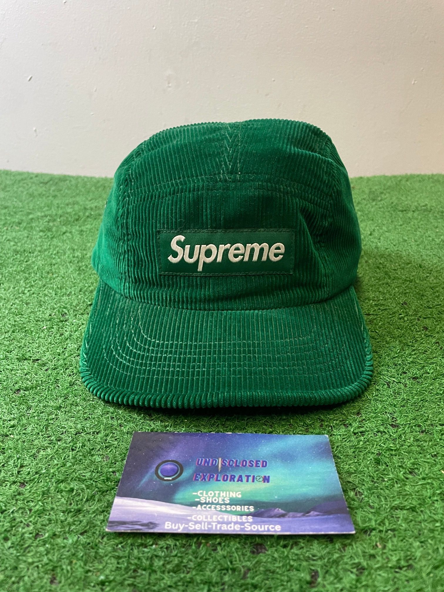 Supreme corduroy green box logo hat
