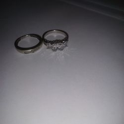 Silver Wedding Ring Set 