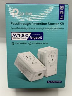 TP-Link AV1000 TL-PA7017P KIT Gigabit Passthrough Powerline Adapter Starter Kit
