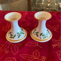 Lenox Christmas candle holders (2)