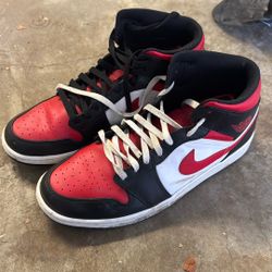 Jordan 1 Mid (Men’s 13) - Black, Red, and White