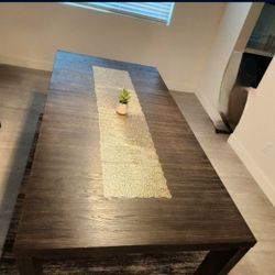 Ashley's Extendable Dining Table Seats Up To 8 People (Possibly 10 Small Chairs)