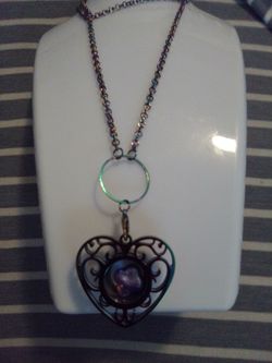 Rainbow necklace and heart rainbow cage with real farmed Akoya Pearl