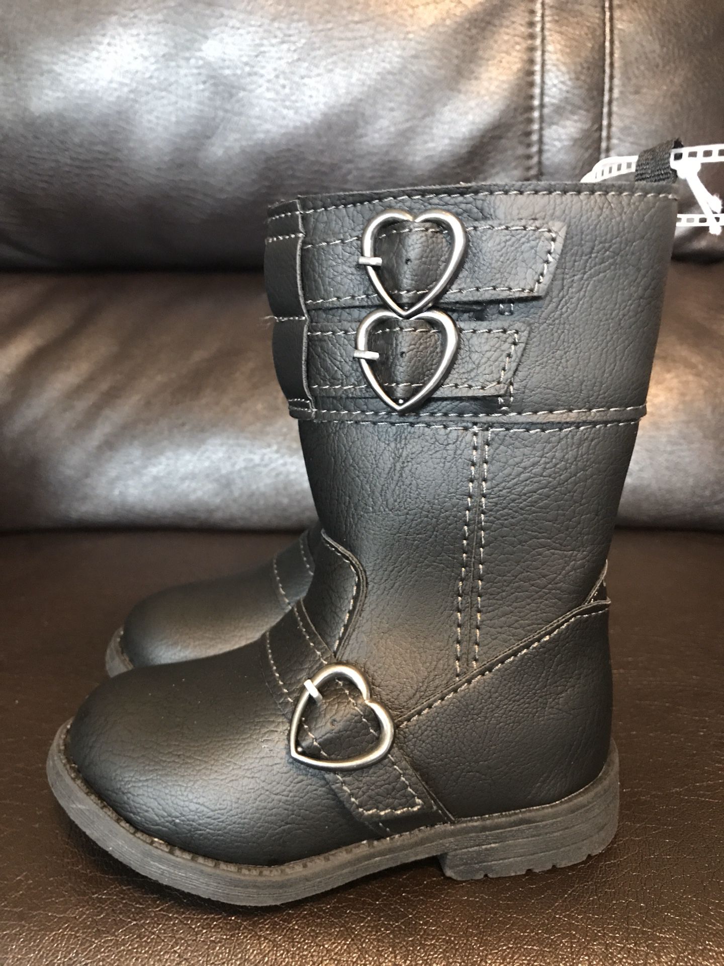 Brand new! Little girls, size 5, little black tall boots with inside zipper