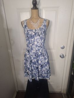 Blue and white dress
