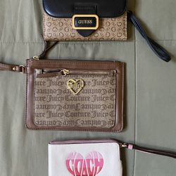 guess, juicy couture, coach wristlet 