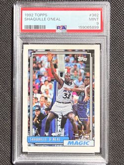 1992-93 Topps Shaquille O'Neal Rookie RC #362 Magic PSA 9 MINT