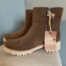 Womens  Brown Slip On Boots-New With Tag-Size 8