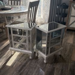 2x Denizhan 3 - Drawer mirrored End Table