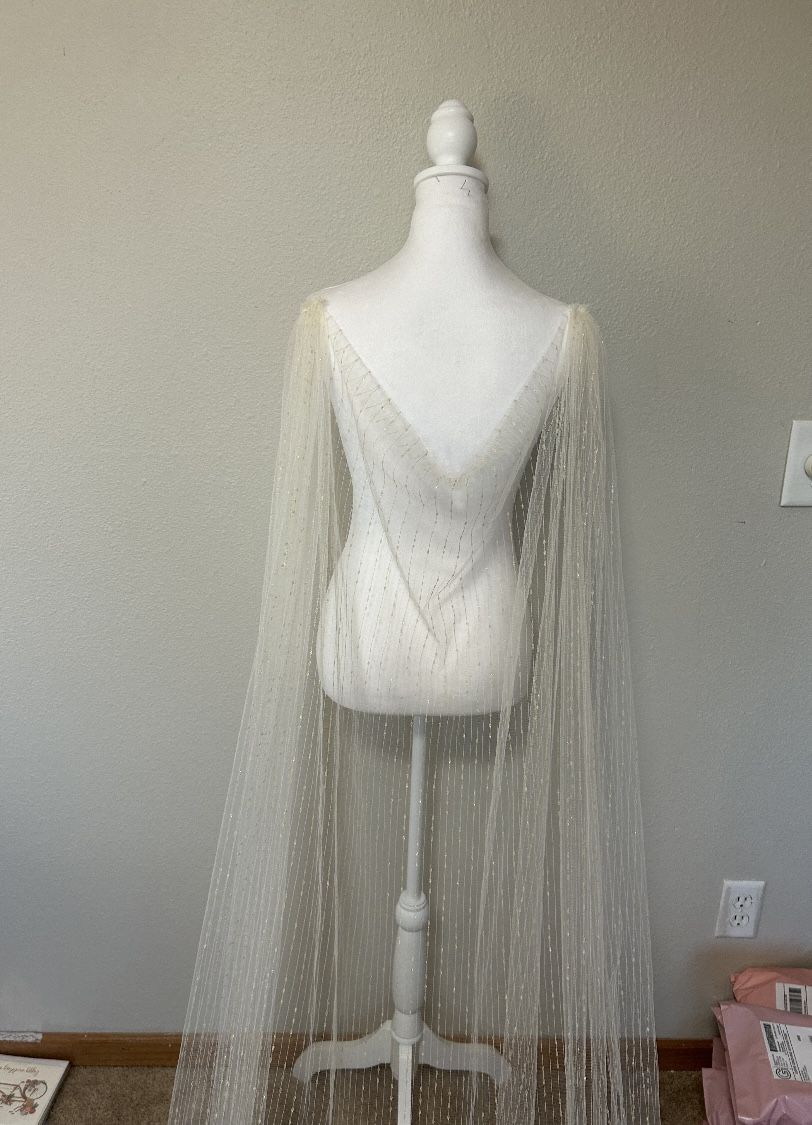 Ivory And Gold Wedding Cape/Veil