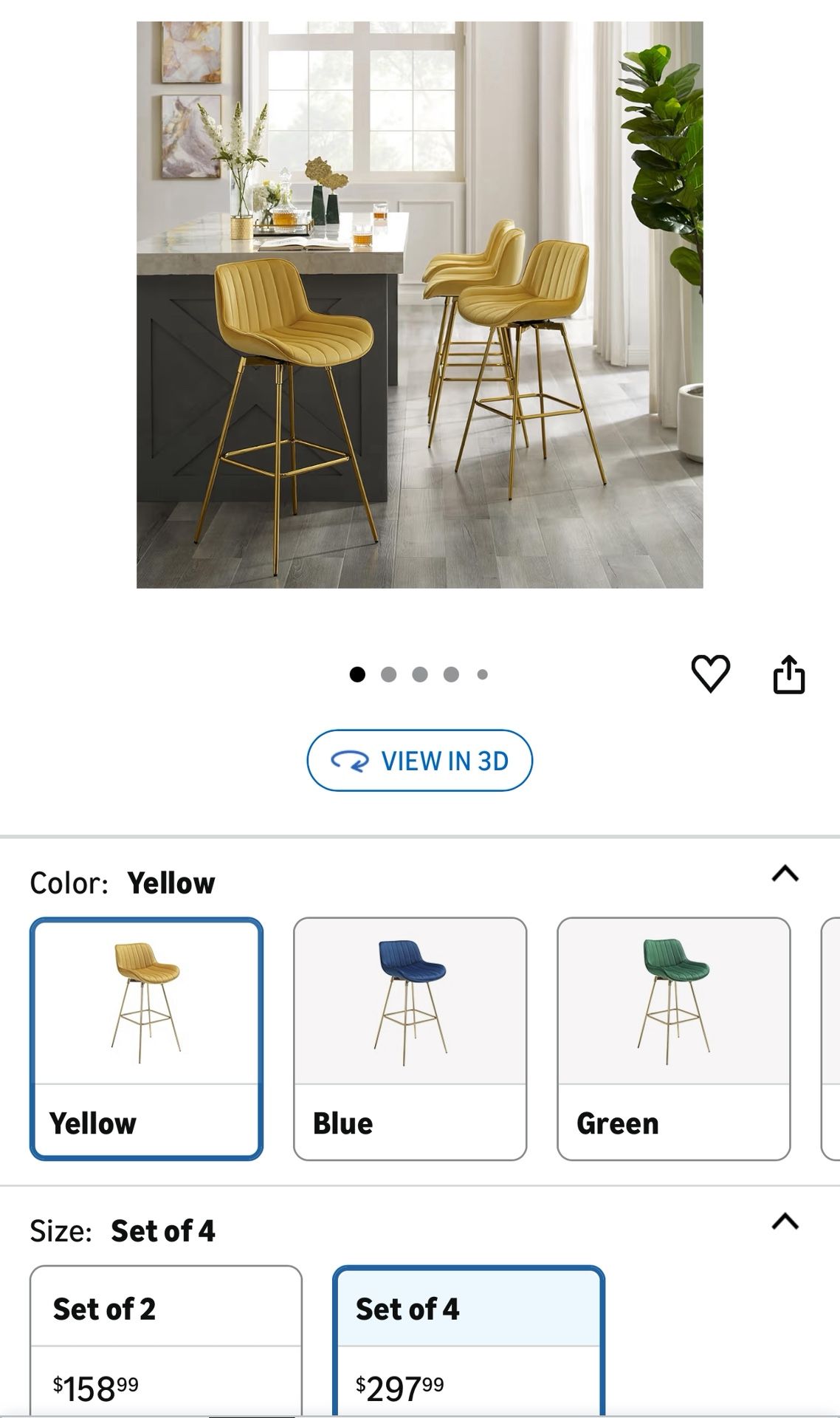 29” Bar Stool Velvety And Swivel Set Of 4