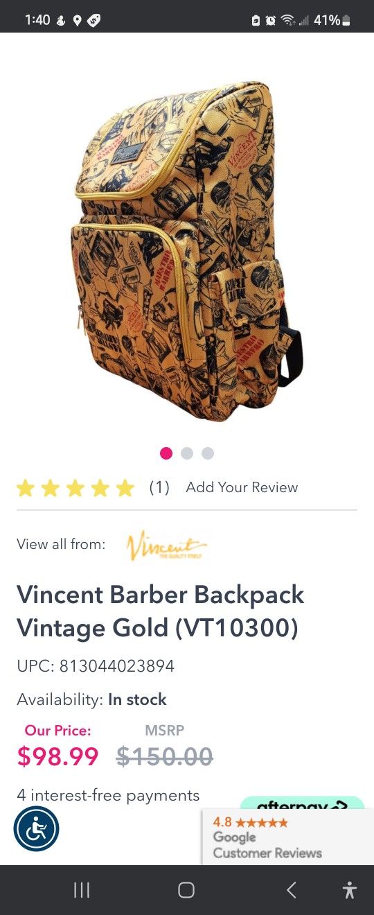 Vincent Barber Bookbag