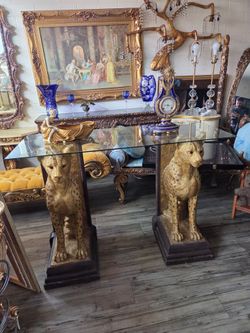 Design Toscano Royal Egyptian Cheetahs Console Table