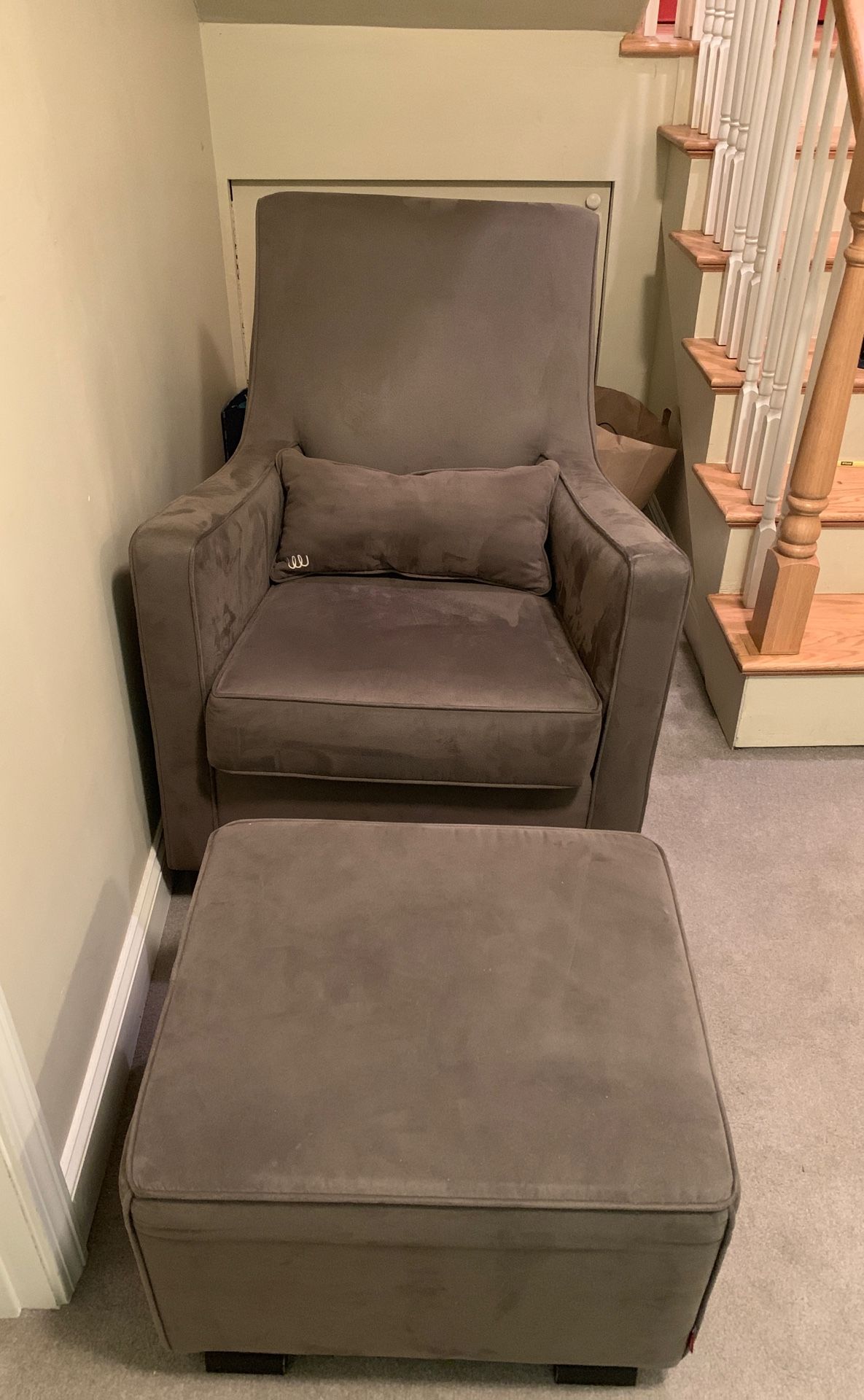 Gray glider and ottoman