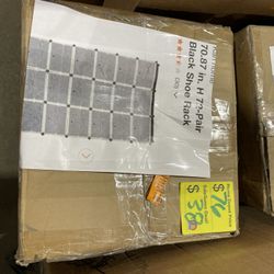 70.87 in. H 72-Pair Black Shoe Rack