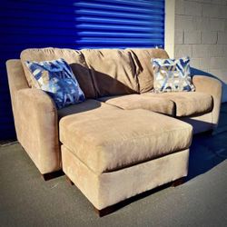 Beige Microfiber Reversible Sectional Sofa