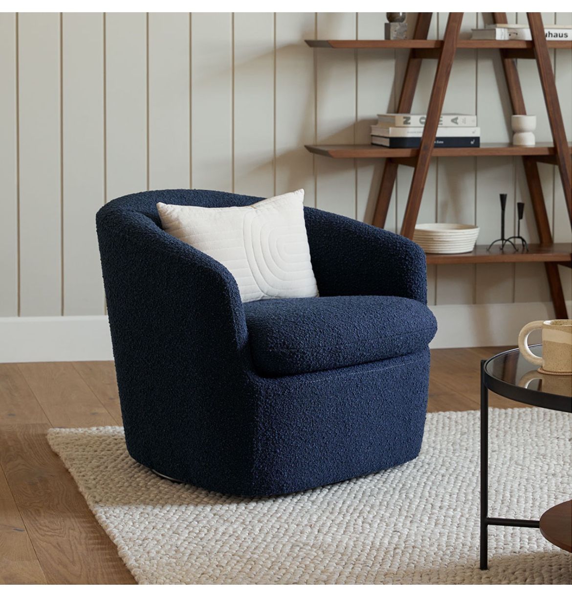🪑ARTICLE- Turoy SWIVEL LOUNGE CHAIR Catalina Blue Boucle - SALE! ~30% Off