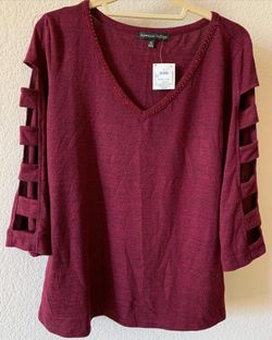 New Burgundy Top Pikabu Sleeves Size XL