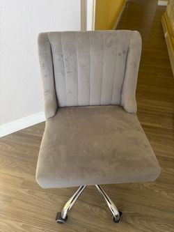 Gray Velvet Armless Office Chair with Wheels