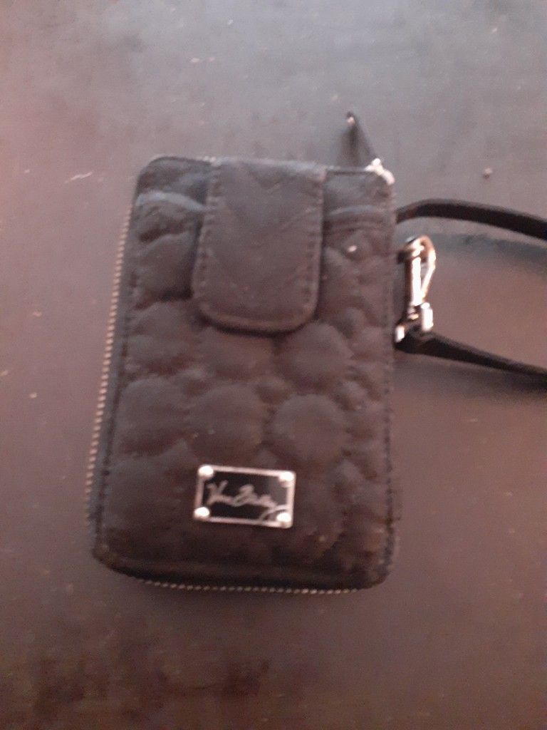 GORGEOUS NEW Vera Bradley Black Fabric 6" Cell Phone Case with Wristlet Wallet