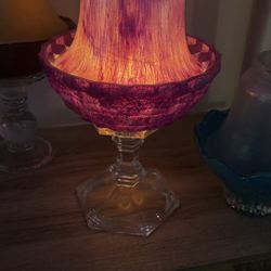 Hand Painted Vintage Glass Tea Light Holder