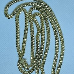 Gold Over 925 Sterling Silver Miami Cuban Chain With Box Lock 30 Inch 4 MM 32 Grams