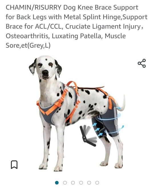 CHAMIN/RISURRY Dog Knee Brace Support for Back Legs with Metal Splint Hinge,Support Brace for ACL/CCL, SIZE LARGE