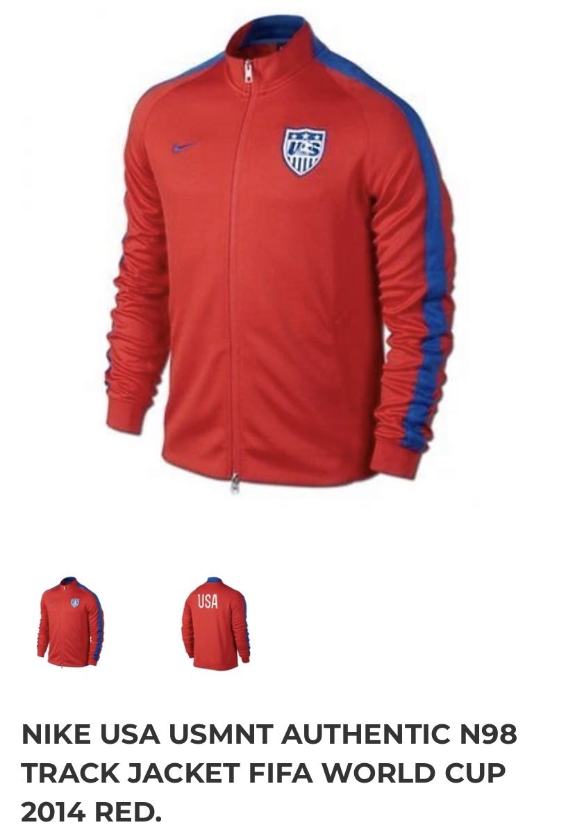 NIKE USA USWMT AUTHENTIC N98 TRACK JACKET FIFA WORLD CUP 2014 RED & SCARF