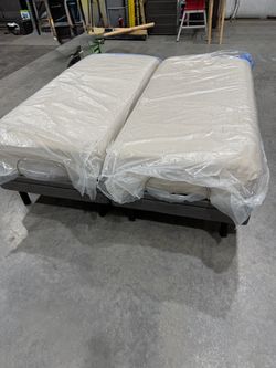 King adjustable bed frame and mattresses