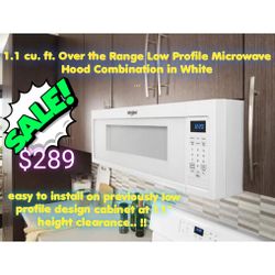Whirlpool
1.1 cu. ft. Over the Range Low Profile Microwave Hood Combination in White