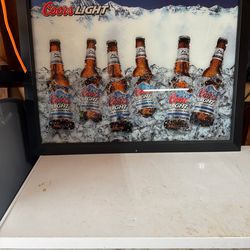 Coors light reflective sign framed
