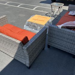 3 Seater Sofa w/ 2 Seater sofa/ Ottoman & Center piece