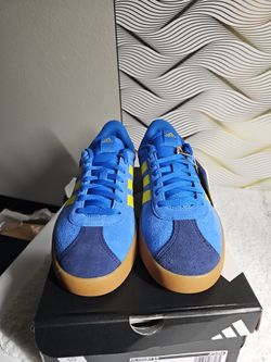 Adidas Vl Court 3.0 Blue And Bright Green 8.5 M