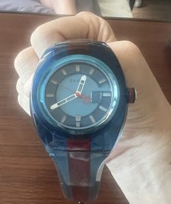 Gucci 137.1 Sync Watch Quartz 44mm Men's Blue Dial Swiss Made Tonneau Vintage