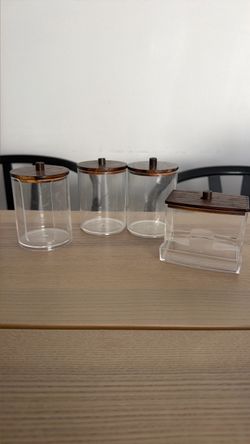 Clear Acrylic Canister Set with Wood Lids