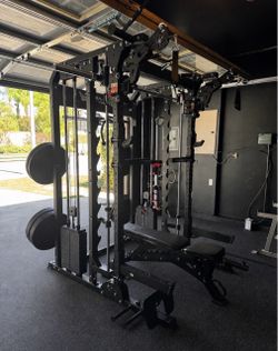 NEW IN BOX Major EVO Smith machine squat rack home gym dumbbells kettlebells rubber flooring bench bar leg press weights bumper plates